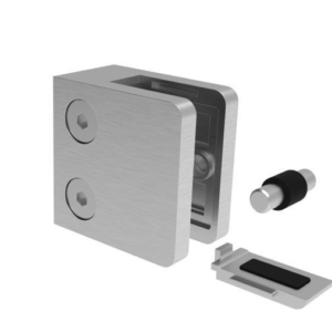 Pince verre  dos plat 45×45 talon amovible inox